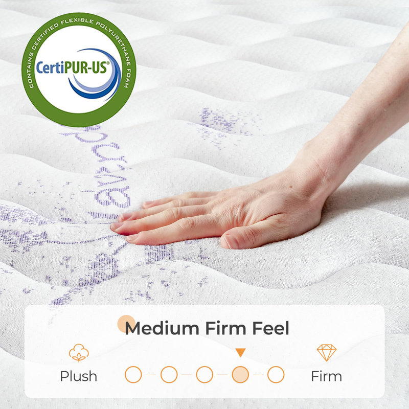 12 Inch Innerspring Hybrid Mattress/Bed in a Box, Medium Firm Plush Feel - Multi-Layer Memory Foam and Pocket Spring - CertiPUR-US Certified