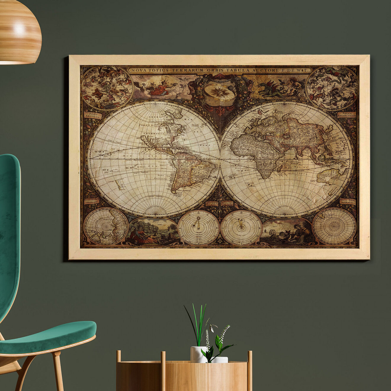Poster vintage, carte du monde vintage, affiches et impressions carte  ancienne rétro carte ancienne décoration murale