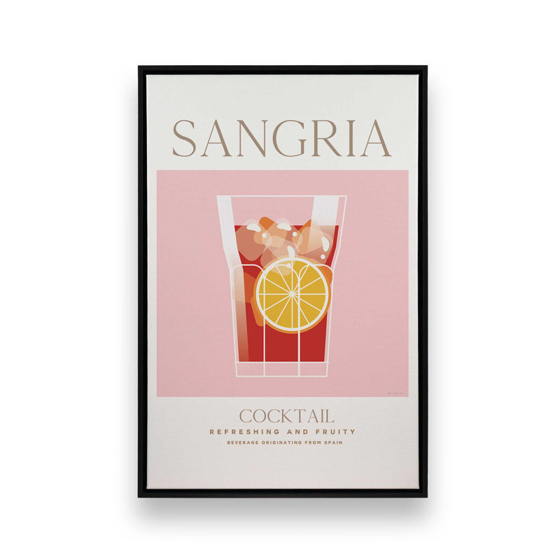 «Sangria Cocktail», reproduction sur toile dans un cadre argenté, H 48,75 po x l 32,75 po x P 1,75 po