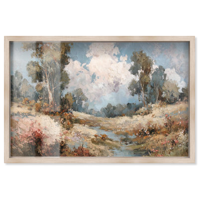 Décoration murale rétro Whispering Willows Shadowbox Print par Art Remedy, cadre blond, 46 x 31
