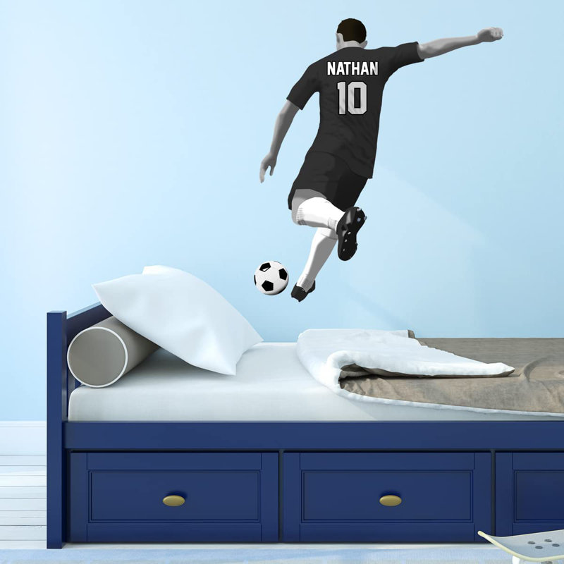 Adhésif décoratif footballeur, Noir, H 15 po x l 13 po