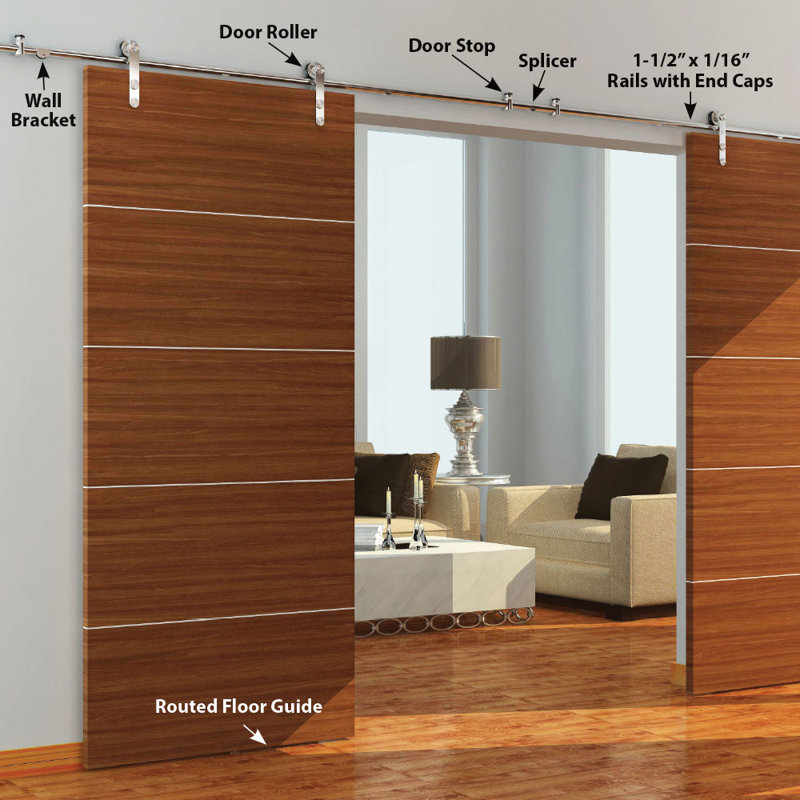 Stainless Steel Sliding Double Barn Door Hardware Kit