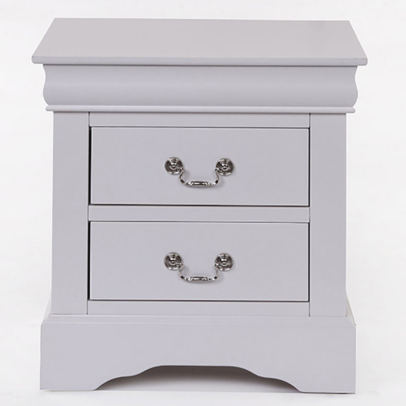 White 2-Drawer Nightstand, White