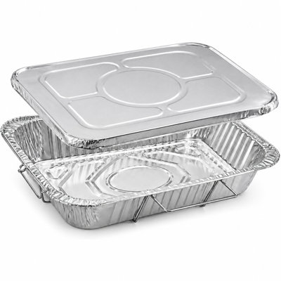 Disposable Aluminum 20.75X12.75X3 inches Full Size Pans with Handle Rack & Lids