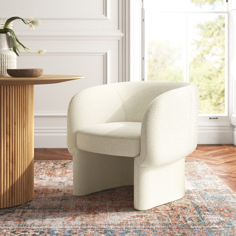Fauteuil demi-tonneau Cambry, Bouclé ivoire