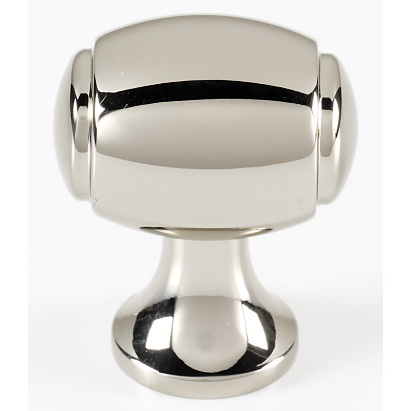 Royale Barrel Oval Knob, 1.25" H x 1.13" W x 0.63" D, Polished Nickel