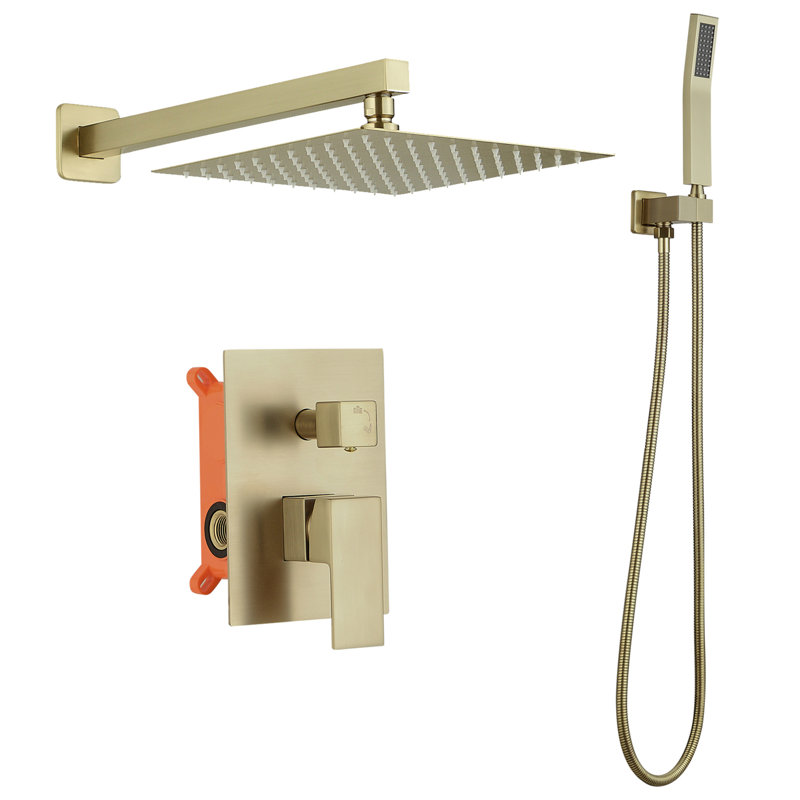 Topcraft 10-Inch Square Rainfall Shower System with Handheld Showerhead