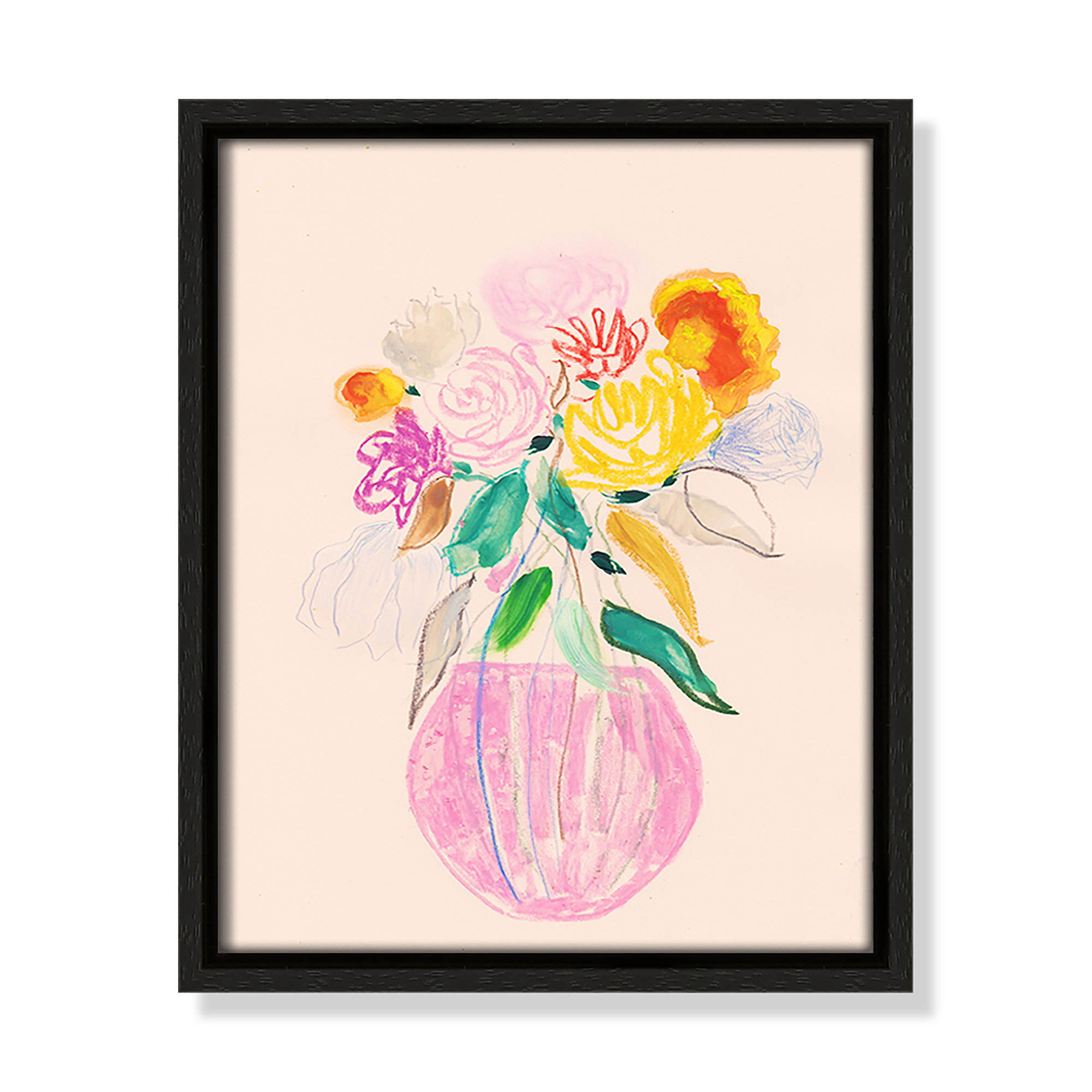 Simple Floral I Print by Bea Dina, Espresso Floater Framed Canvas, No Mat, 11.5" H x 9.5" W x 2" D