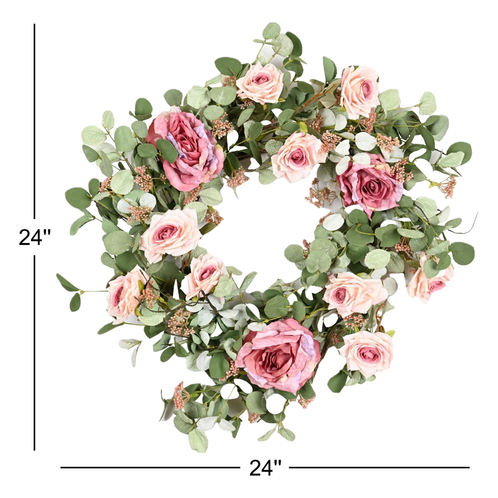24" Handcrafted Leafage and Peony Easter Wreath