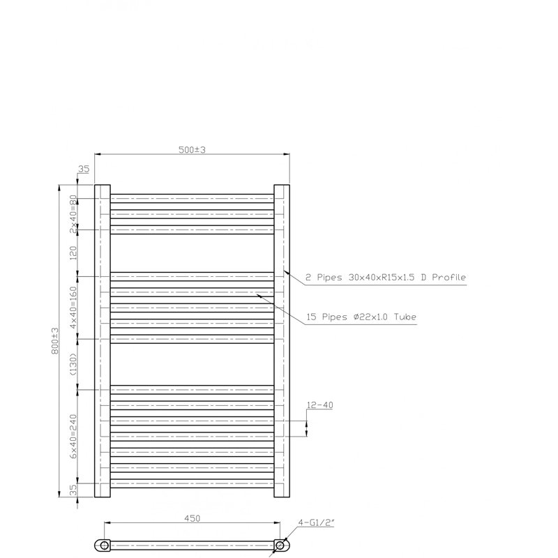 Pickel Straight Towel Rail Heated Towel Rails