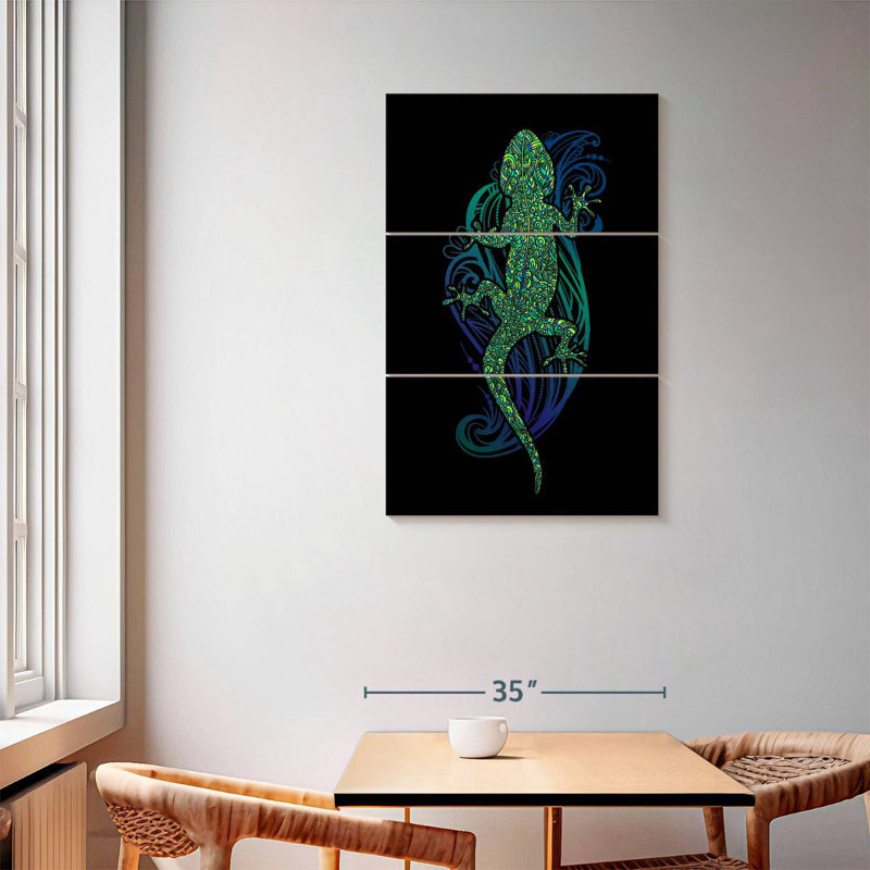 Brampt Tribal Green Lizard, 57" H x 36" W