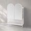 Armoire à pharmacie blanche à double miroir arqué de 60 cm (23,62 po), armoire murale métallique à 2 portes avec étagères et porte-serviettes