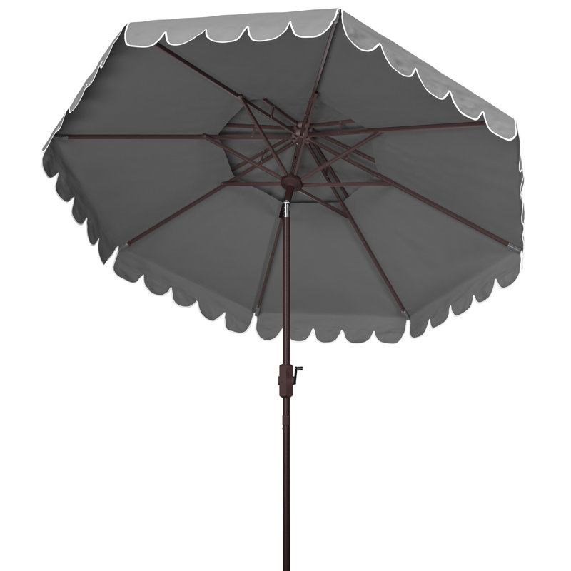 Parasol de marché 9 pi Teo, Gris / Blanc