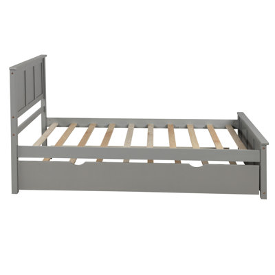 Structure de lit plateforme avec lit gigogne simple, meubles de chambre à coucher taille simple