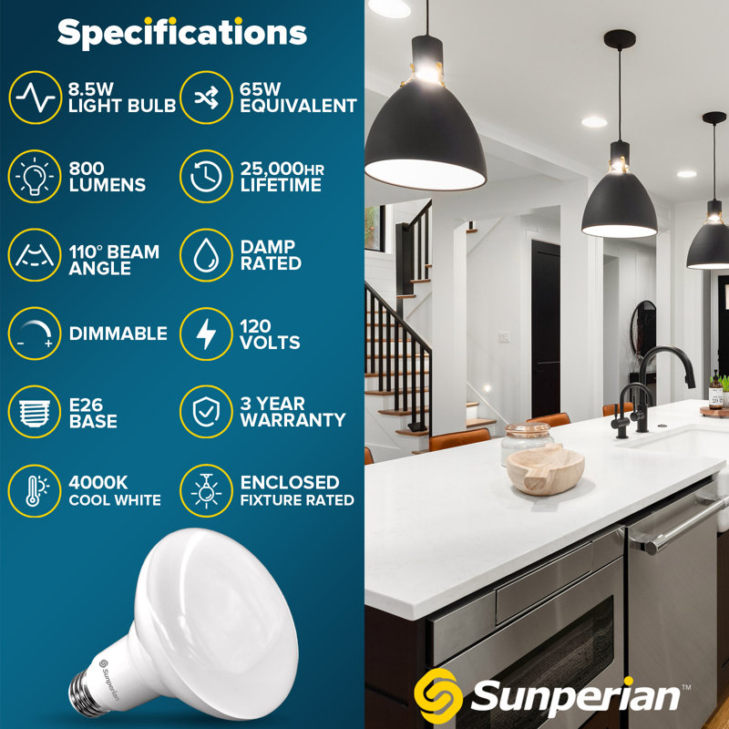 8.5 Watt (65 Watt Equivalent), BR30 LED, Dimmable Light Bulb, E26/Medium (Standard) Base, 4000K