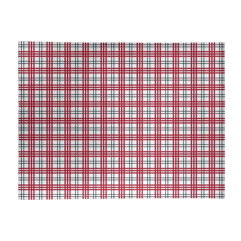 Tapis rouge / blanc à carreaux, Rectangle 8 pi x 10 pi