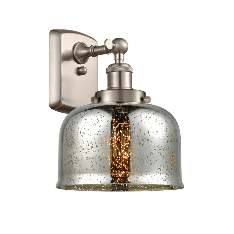 Applique murale 1 lumière 8 po Ballston Urban Bell, Nickel satiné brossé, Incandescent, Blanc mat
