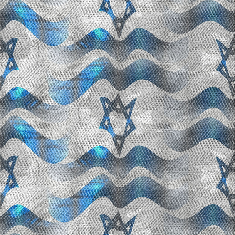 Tapis gris/bleu à motifs, Carré 5 pi