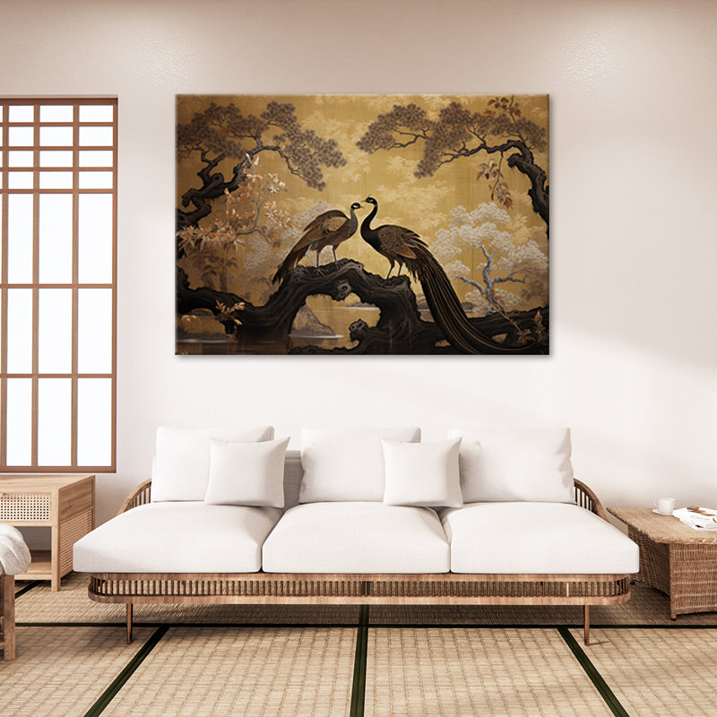 Peacock Bonsai Tree - Wrapped Canvas Print, 70cm H x 100cm W