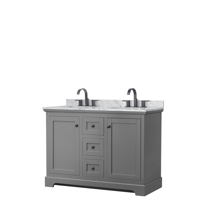 Ensemble de meuble-lavabo double 48 po Avery, Gris foncé, Noir mat