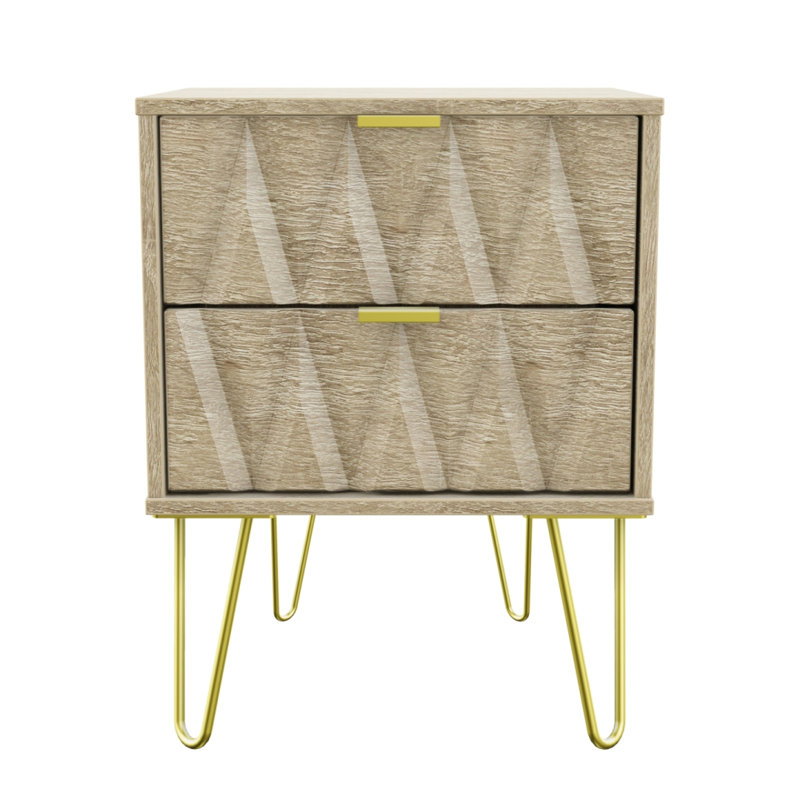 Fully Assembled Gerolakkos 2 - Drawer Nightstand in Bardolino Oak