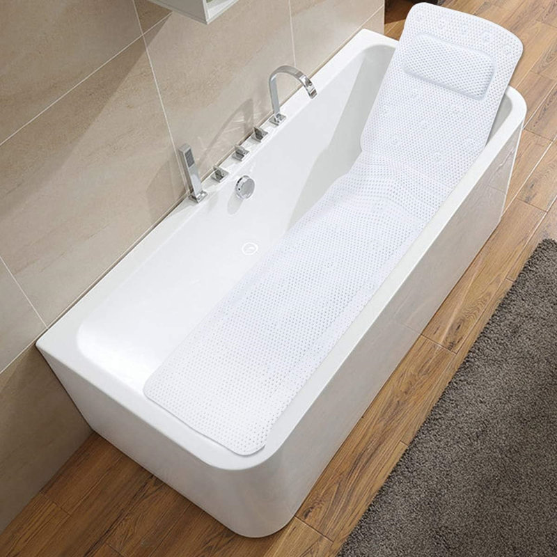 Doux corps de coussin de bain doux avec ventouses pour baignoire, blanc