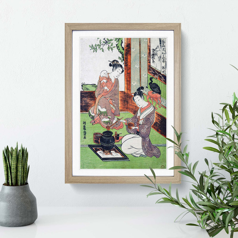 Guo Zhu by Isoda Koryusai - Picture Frame Painting Print, 36cm H x 27cm W x 2cm D, Oak Framed
