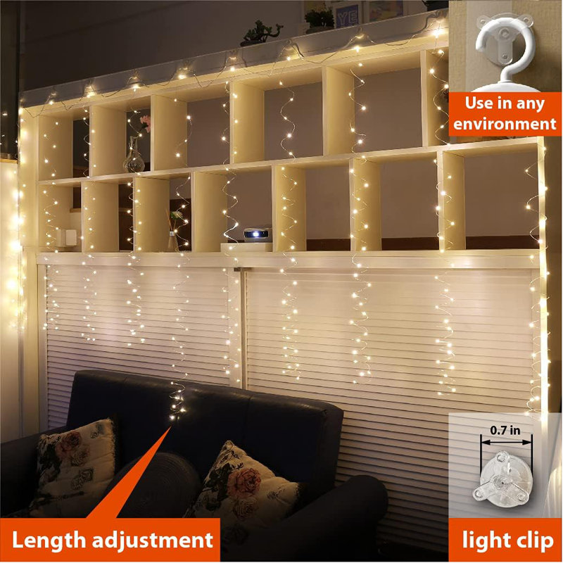 Shamarria Outdoor 300 - Bulb 118'' Plug-in LED Curtain String Light