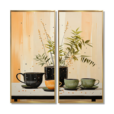 «Coffee Tea Cafe Points», ensemble de 2 reproductions d'art sur toile multicolores