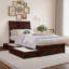 Lit plateforme en bois massif Lamayia avec pied de lit et tiroirs de rangement-832896268-832896267