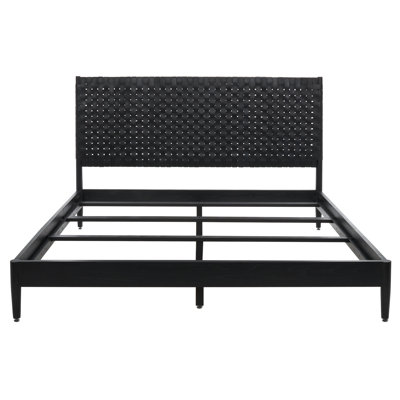 Tamita Genuine Leather and Oak Bed