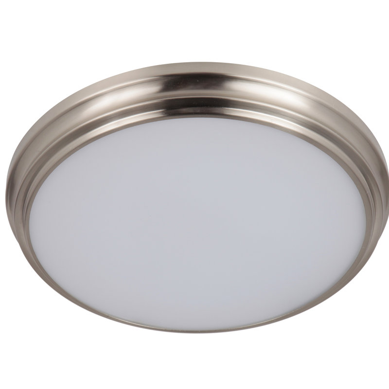 Plafonnier encastré 1 lumière DEL , Nickel poli brossé, H 1,13 po x l 11 po x P 11 po