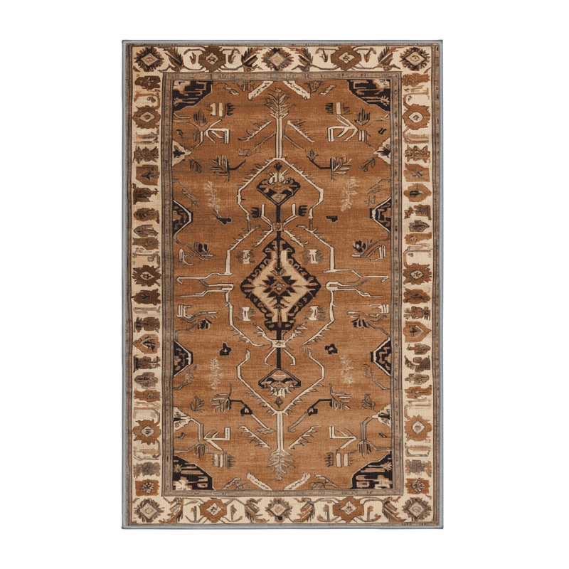 Tapis brun lavable à la machine, Rectangulaire 7 pi x 10 pi