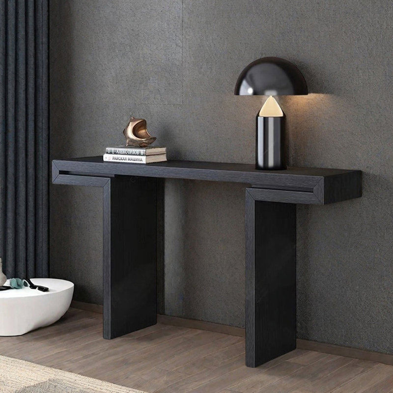 Table d'entrée en chêne massif italien minimaliste italien, Noir, H 33,5 po x l 47,2 po x P 15,4 po