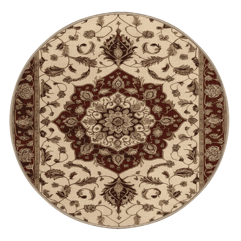 Tapis brun lavable à la machine, Rond 3 pi