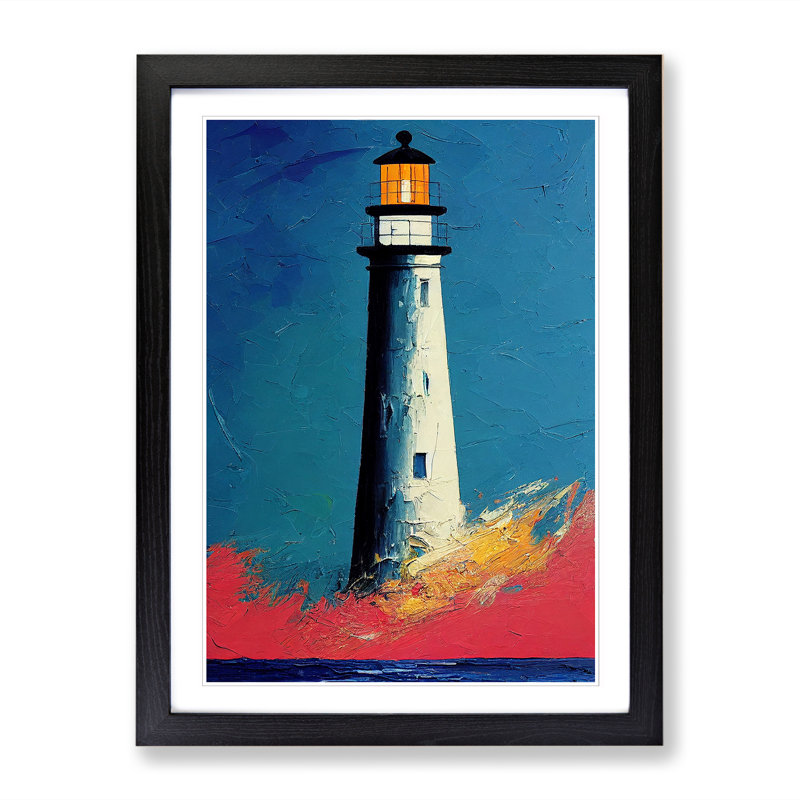 Navin Lighthouse Painted Vol.6 - Picture Frame Print, 64cm H x 46cm W x 2cm D, Black