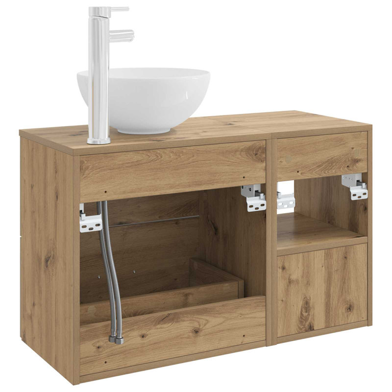 Vanity & Mirror Set, Artisan Oak