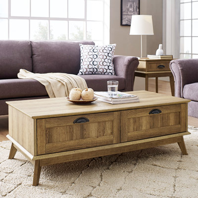 Table basse Cabral à 4 pieds avec rangement, salon