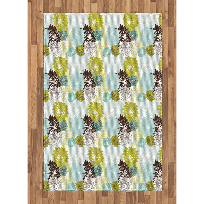 Floral High Density Long Fiber Poly Threads Decorative Area Rug Carpet, Rectangle 4' x 5'8"