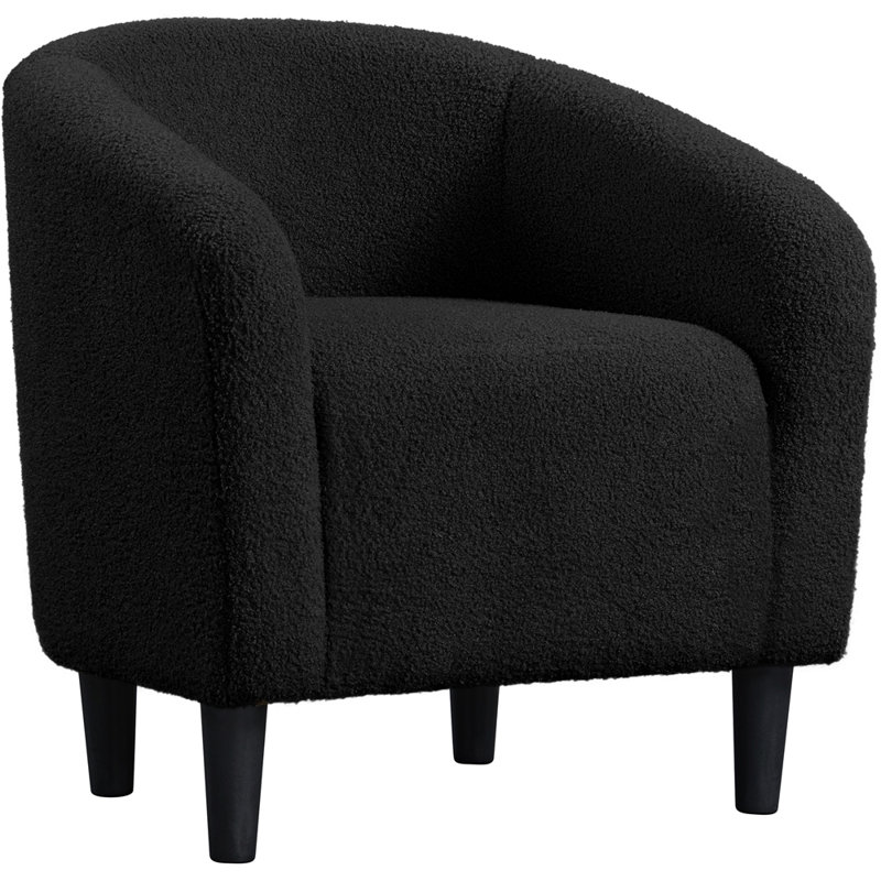 Boucle Club Chair Combining Contemporary and Traditional Design, Black