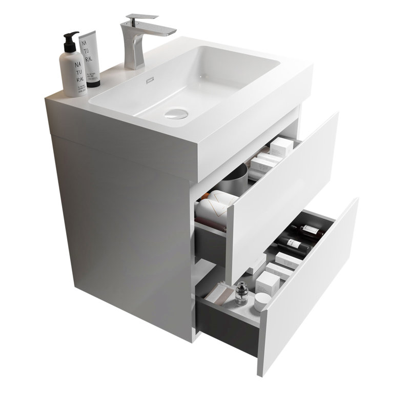 55 Base de meuble-lavabo simple mural 24 po 55 po, Blanc