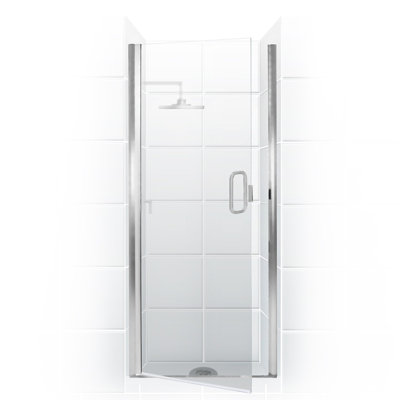 Paragon Series 30.75'' - W x 65'' H Hinged Door Semi-Frameless Shower Door with No