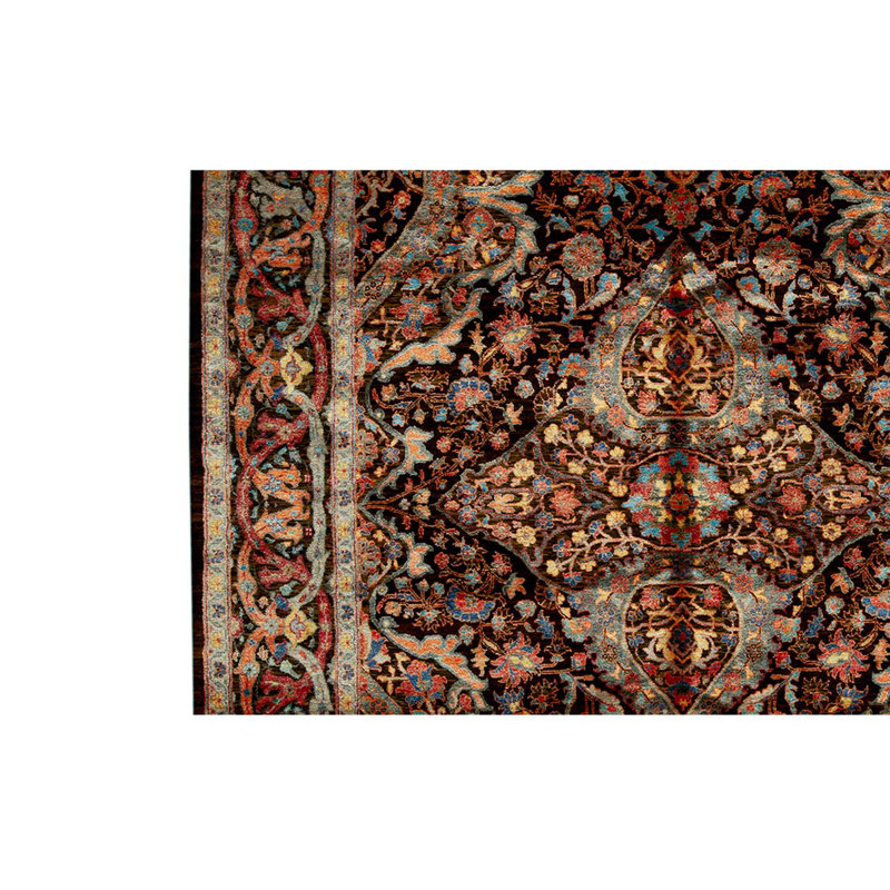 Tapis oriental noué à la main brun