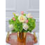 17-in Real Touch Rose Hydrangea Tulip Centerpiece in Gold Vase, Faux Floral Arrangement with Faux Water for Dining Table, French Country Decor