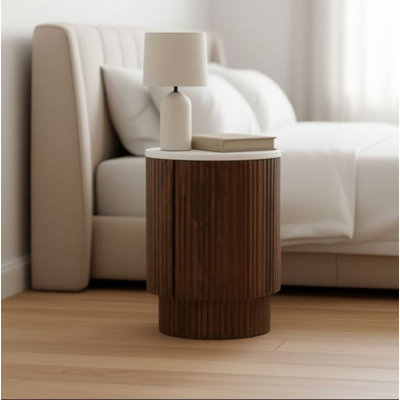 Table d'appoint ronde avec rangement Nordic