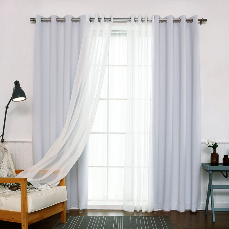 Paire de rideaux transparents avec œillets Granados, Vapeur