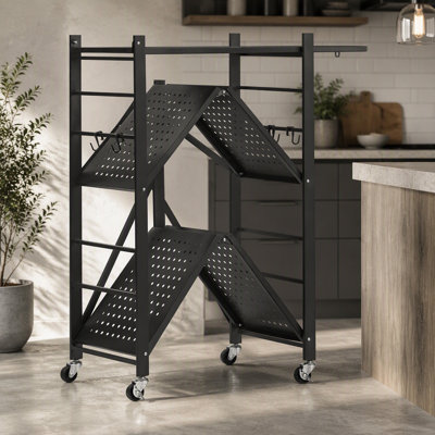 Étagère de rangement pliable à 3 niveaux avec roulettes 28 x 13 x 36 pouces