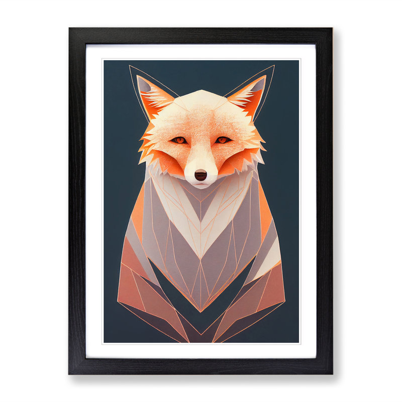 FRM-V0523-1026X Fox Modern - Picture Frame Print, Black Framed, 34cm H x 25cm W x 2cm D