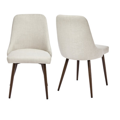 Mid-Century Modern Beige Dining Chair , - Upholstery And Scratch Metal Legs 2 In High Foam For A Comfortable Sit