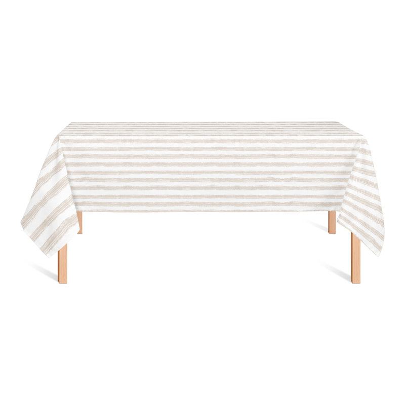 Neutral Easy Stripes Tablecloth, 58" D x 102" L